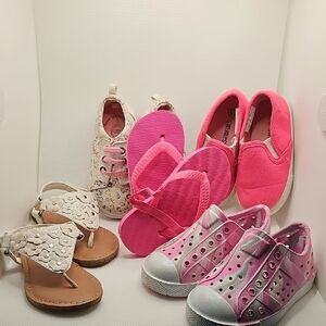 5 Pairs of Pink & White Kids Slip-On Shoes
